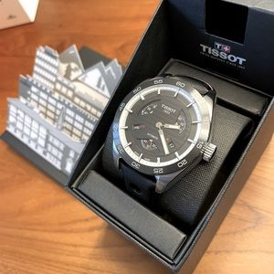 Tissot PRS516 Mens Automatic Stainless Steel Leather Black Dial MSRP $1,995